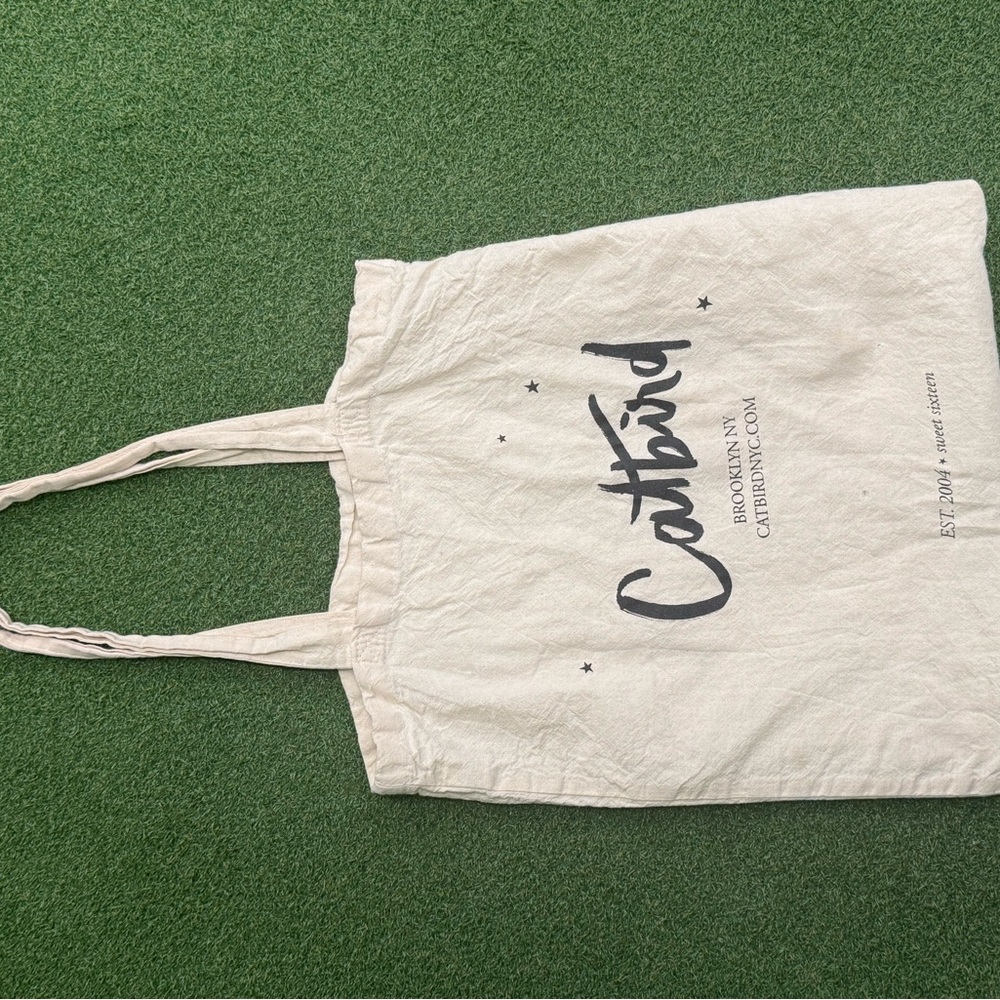 Catbird Cream Canvas Tote Bag Minimalist